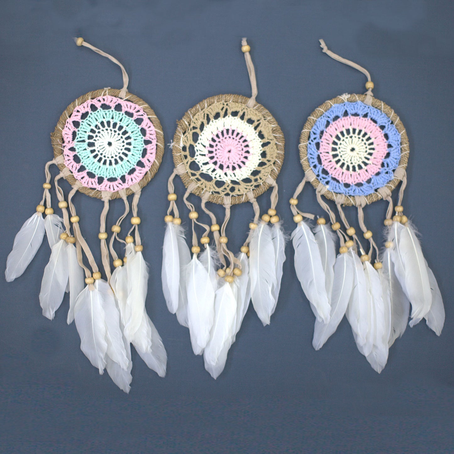 Attrape-rêves macramé rose 12 cm (couleurs assorties)