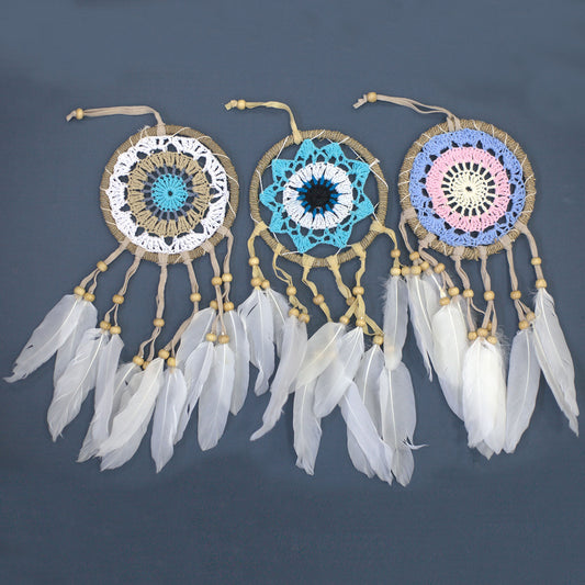 Attrape-rêves macramé bleu 12 cm (couleurs assorties)