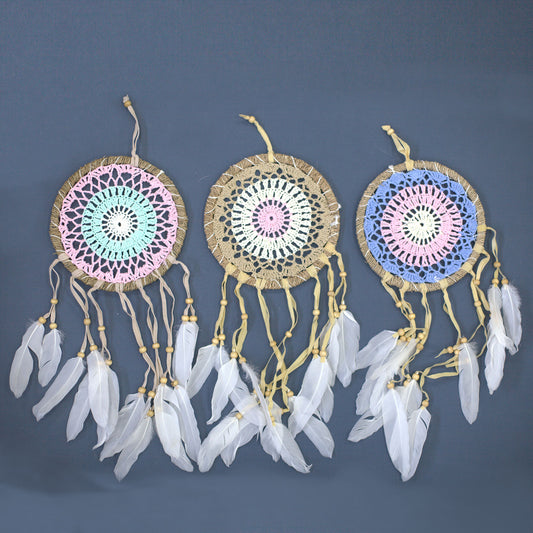 Attrape-rêves macramé rose 16 cm (couleurs assorties)