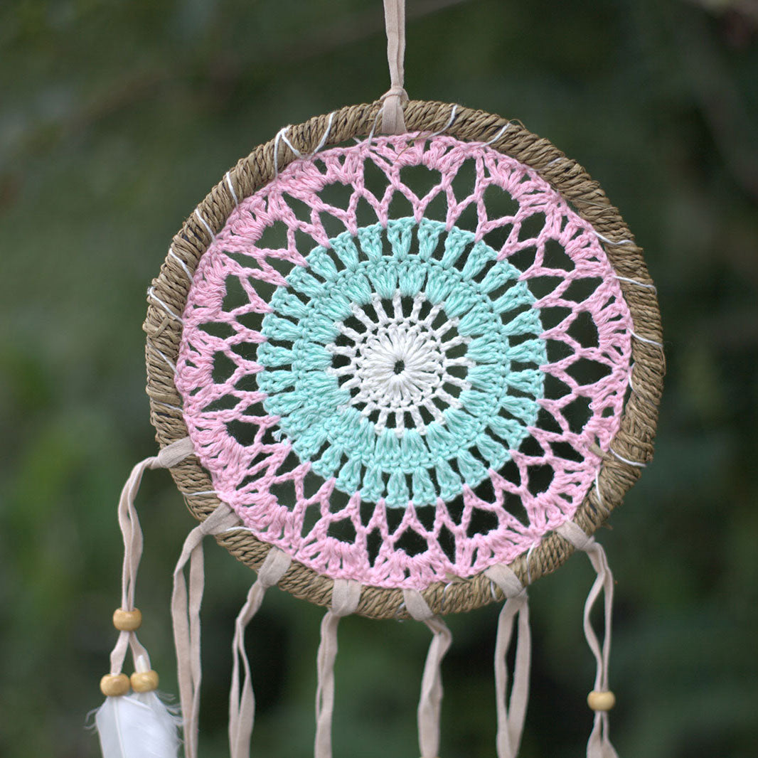 Attrape-rêves macramé rose 16 cm (couleurs assorties)
