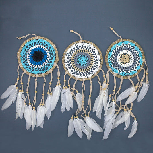 Attrape-rêves macramé bleu 16 cm (couleurs assorties)