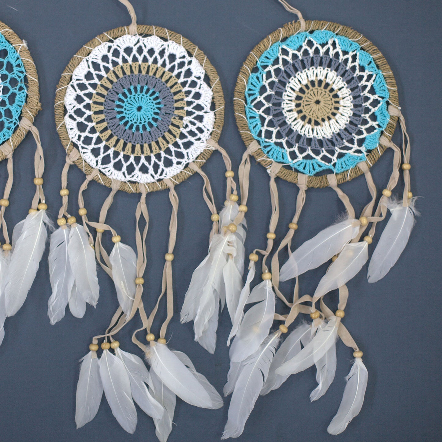Attrape-rêves macramé bleu 16 cm (couleurs assorties)
