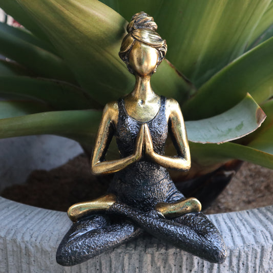 Figurine Yoga Lady - Bronze et noir 24 cm