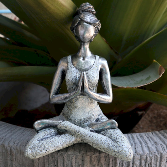 Figurine Yoga Lady - Argent et Blanc 24 cm