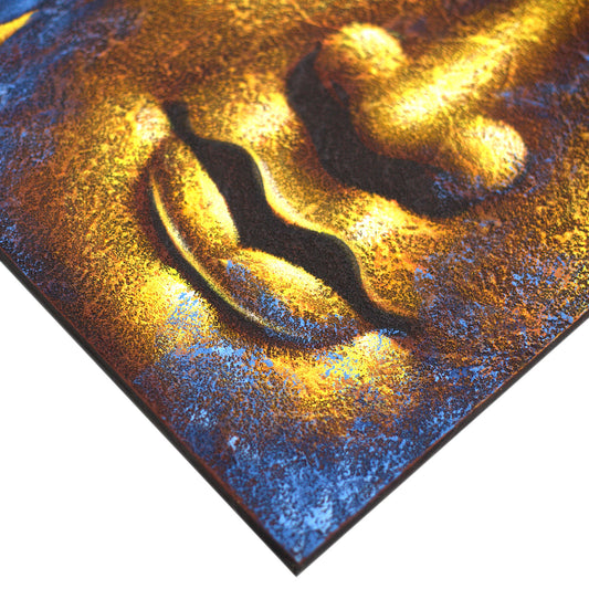 Peinture de Bouddha - Fleur de lotus et visage doré