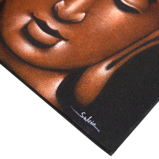 Peinture de Bouddha - Finition cuivre et sable