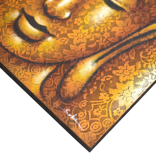 Peinture de Bouddha - Détail du brocart doré