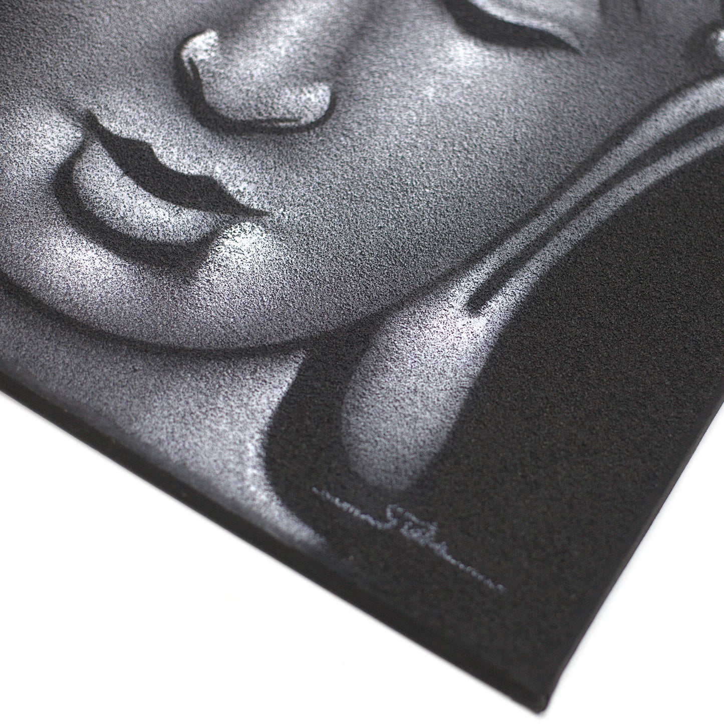 Peinture de Bouddha - Finition grise et sable
