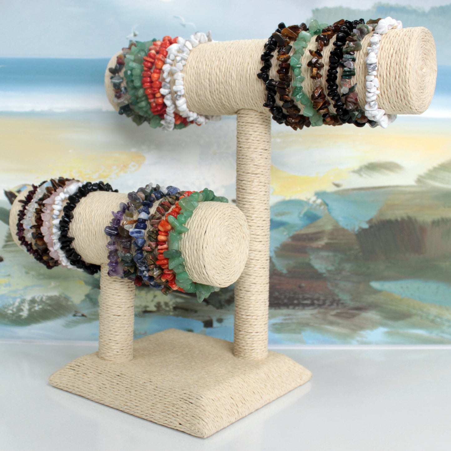 Grand porte-bracelet « T » - Crème