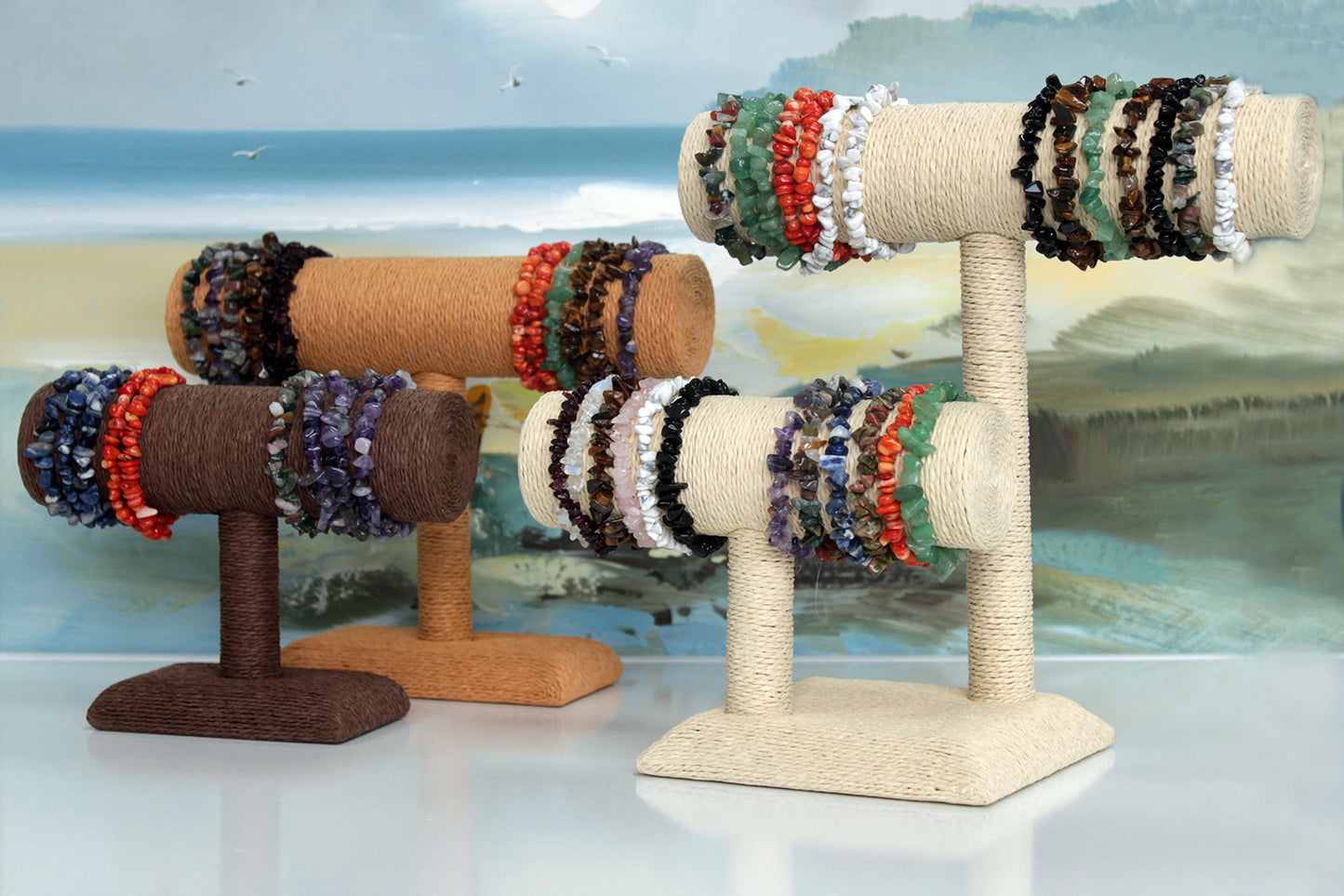 Grand porte-bracelet « T » - Crème