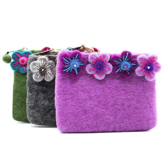 Étui en feutre naturel (assortiment) - Quatre fleurs