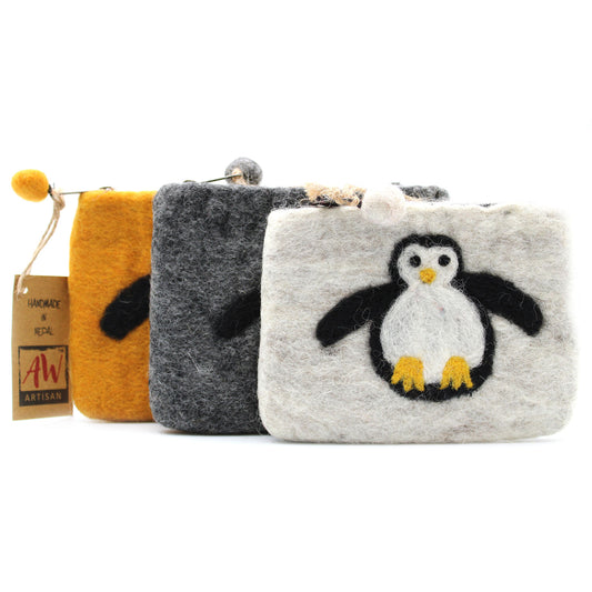 Étui en feutre naturel (assortiment) - Pingouin mignon
