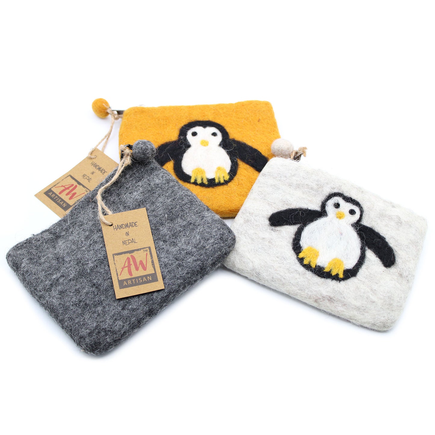 Étui en feutre naturel (assortiment) - Pingouin mignon