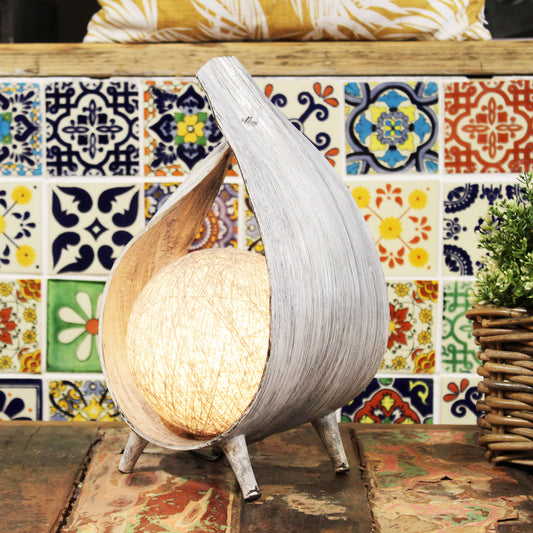 Lampe en noix de coco naturelle - Wrap argenté