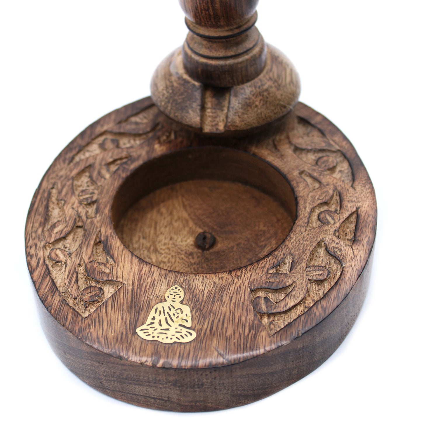 Brûleur inversé SM en bois de manguier - Bouddha en laiton