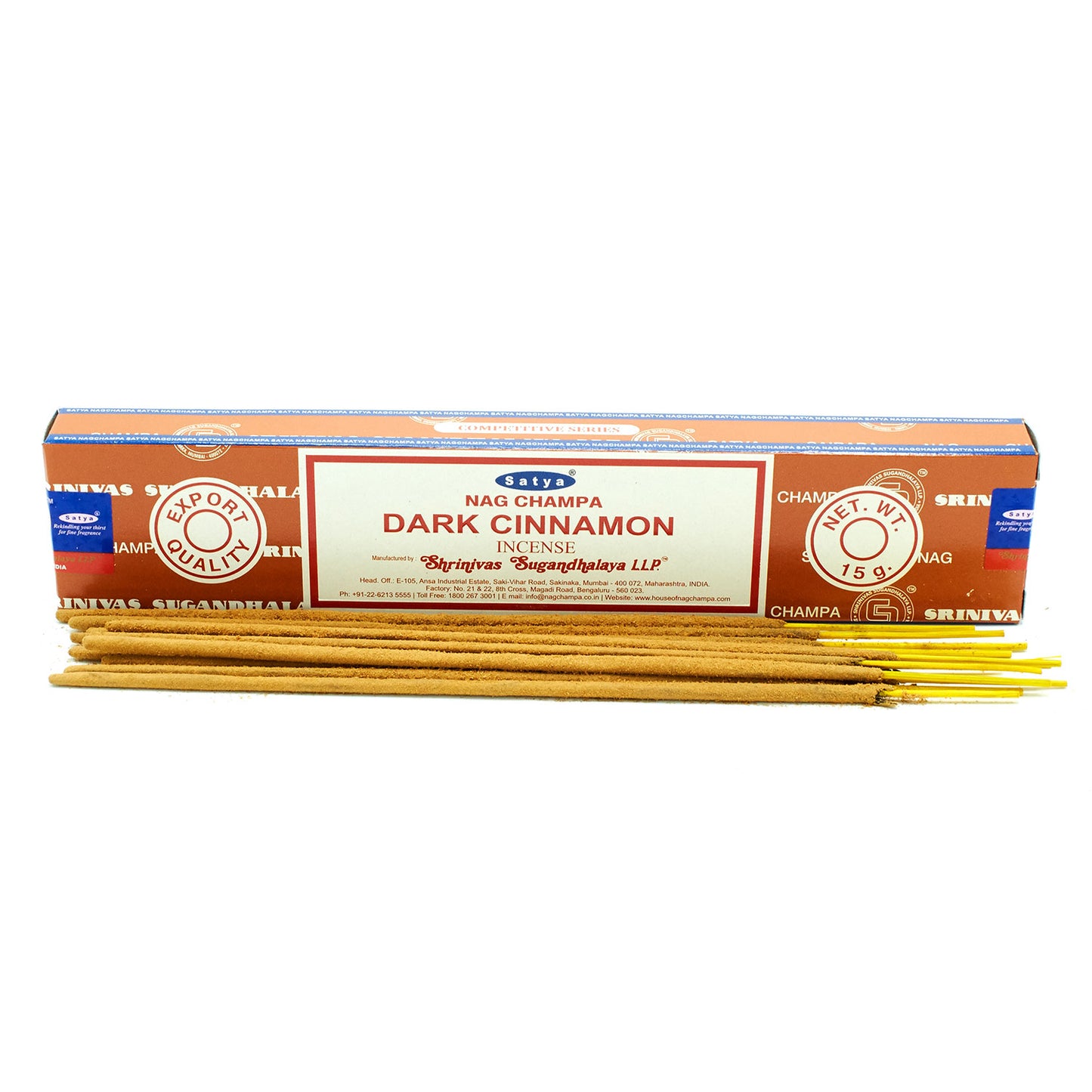 Bâtonnets d'encens Satya 15 g - Cannelle foncée