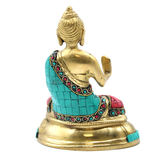 Figurine de Bouddha en laiton - Bénédiction - 15 cm