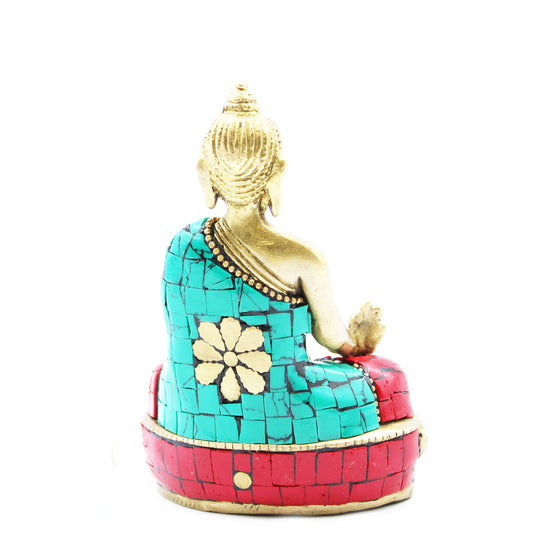 Figurine de Bouddha en laiton - Main vers le bas - 11,5 cm