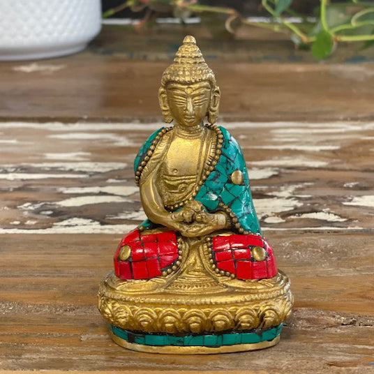 Figurine de Bouddha en laiton - Bénédiction - 7,5 cm