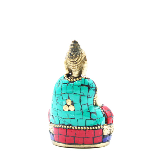 Figurine de Bouddha en laiton - Mains levées - 7,5 cm