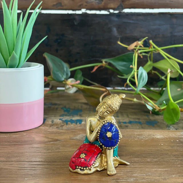 Figurine de Bouddha en laiton - Pensée - 6,5 cm