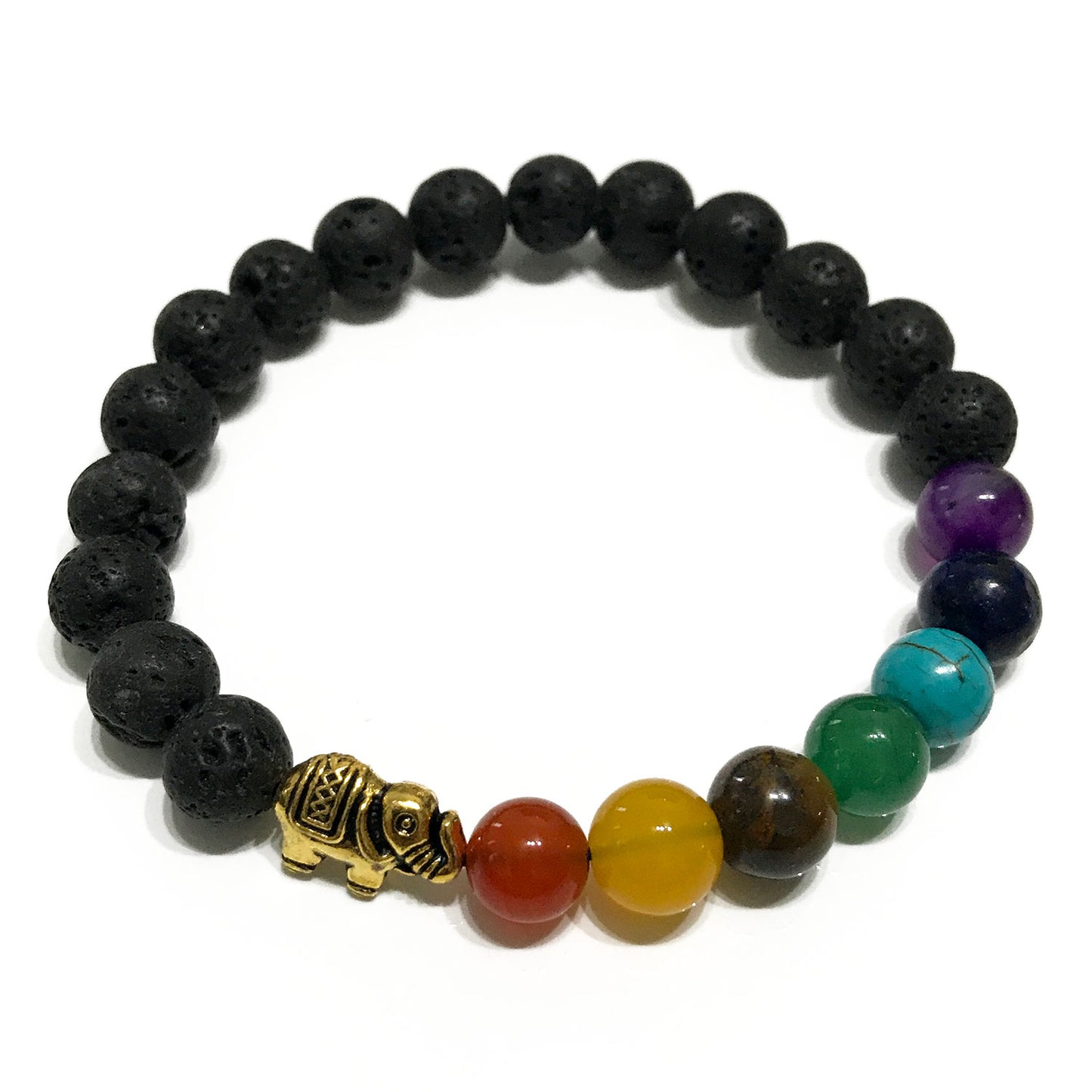 Bracelet en pierre de lave - Éléphant - Chakra