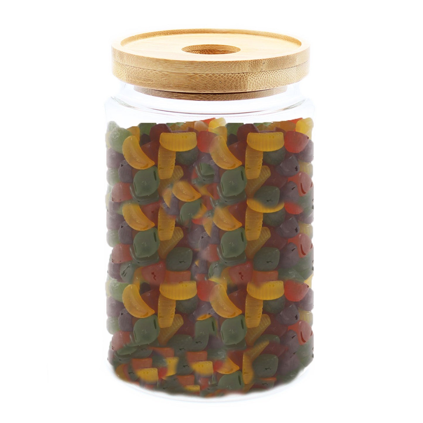 Bocal en verre avec couvercle en bambou - 15 cm