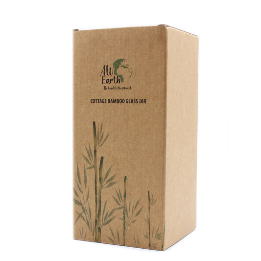Bocal en verre avec couvercle en bambou - 15 cm