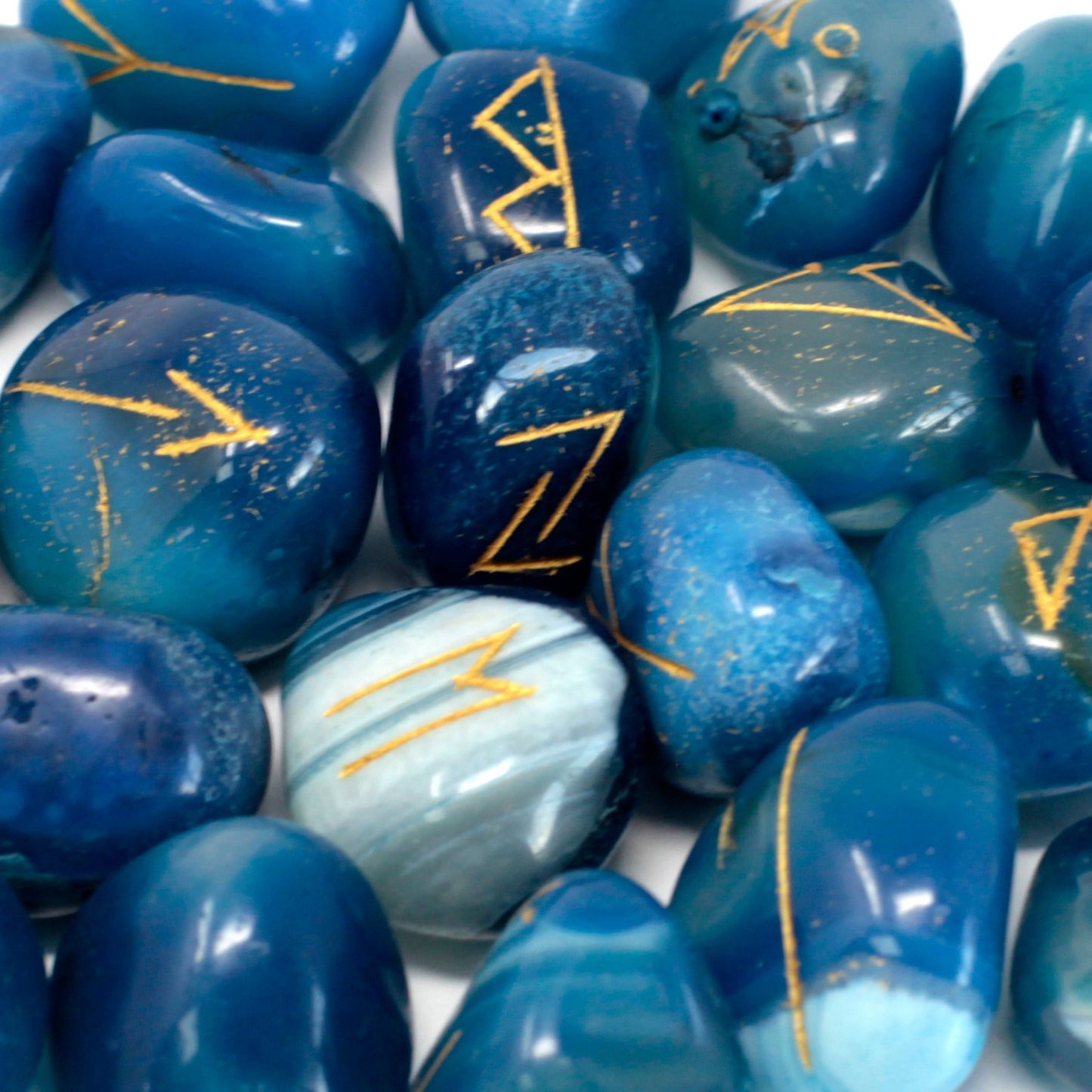 Ensemble de runes indiennes en sachets - Onyx bleu
