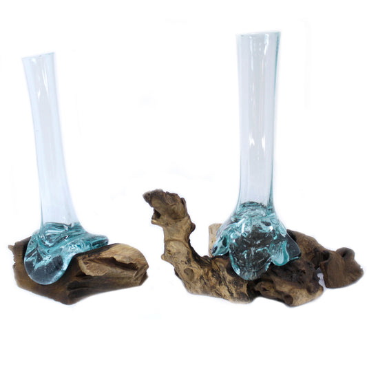 Verre fusionné sur bois - Vase