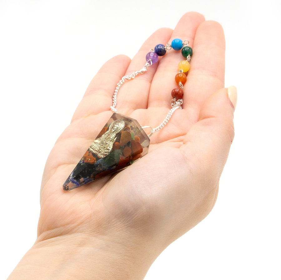 Pendule de chakra de puissance en orgonite - Bouddha