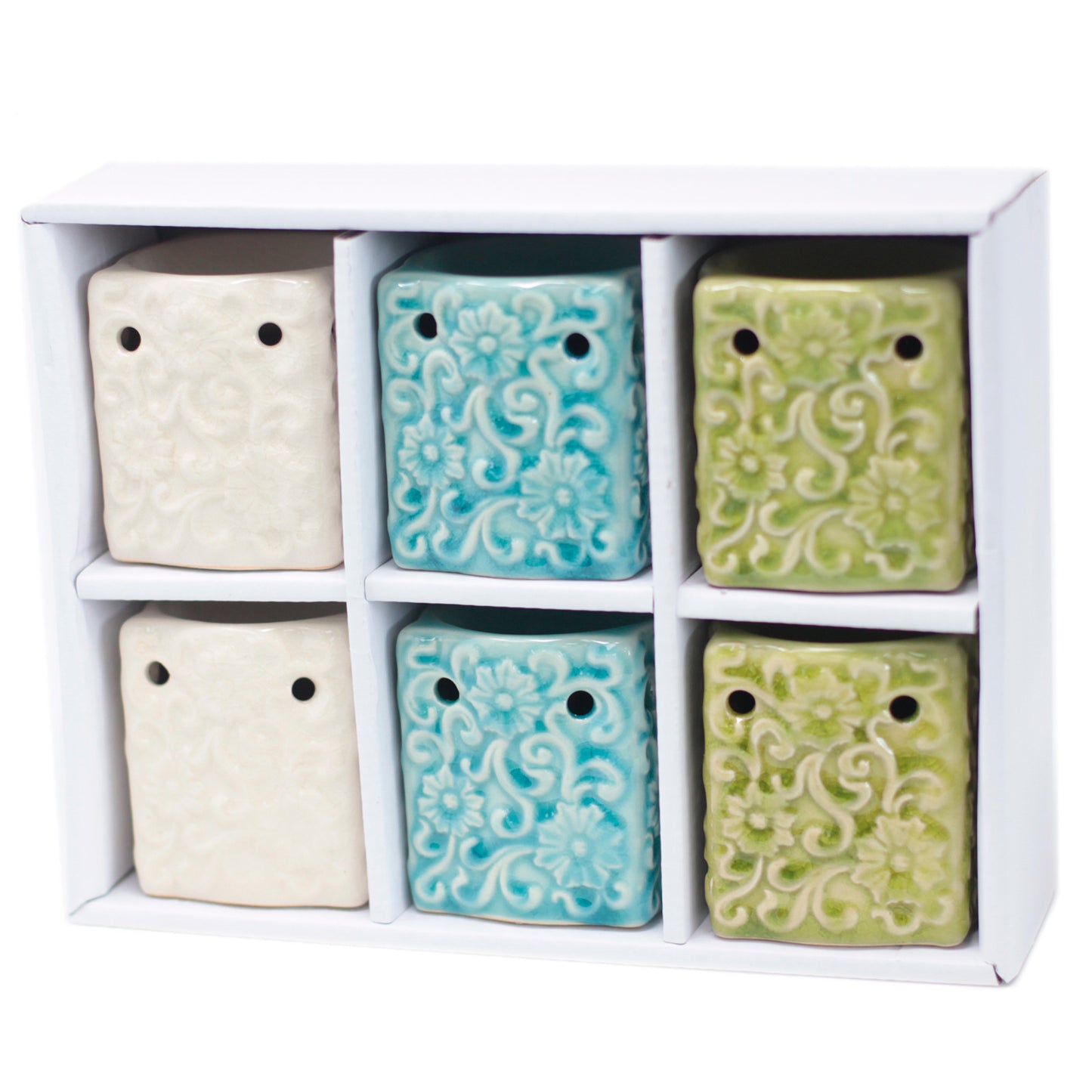 Brûleur rustique classique - Motif floral carré (couleurs assorties)