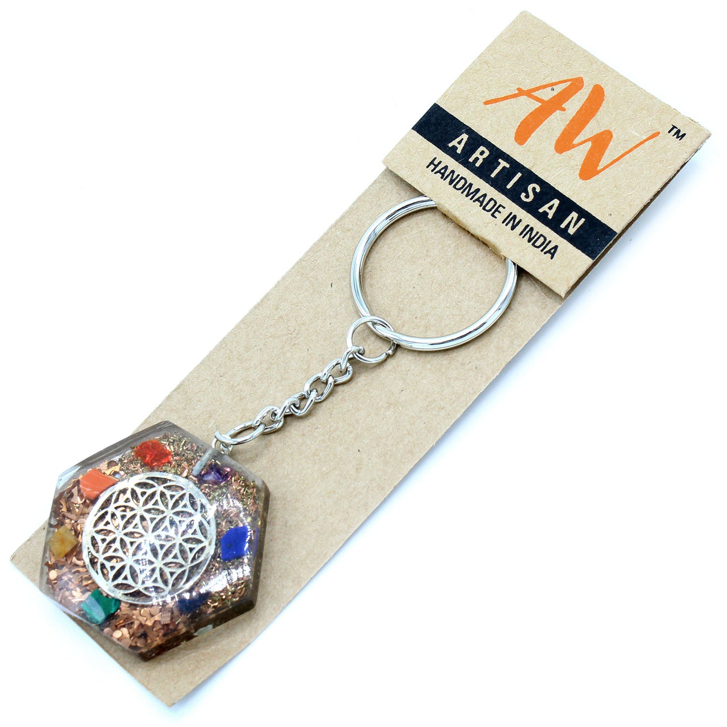Porte-clés Orgonite Power - Fleur de Vie octogonale