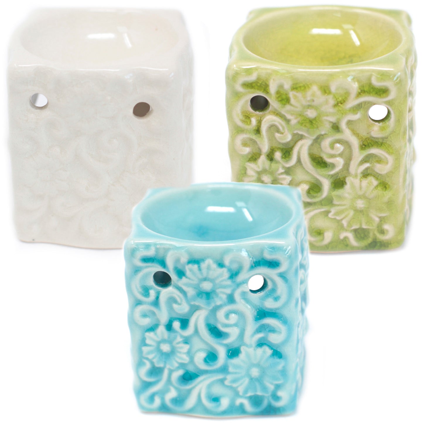 Brûleur rustique classique - Motif floral carré (couleurs assorties)