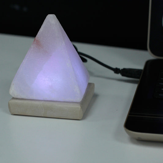 Lampe de sel USB Pyramide BLANCHE - 9 cm (multicolore)