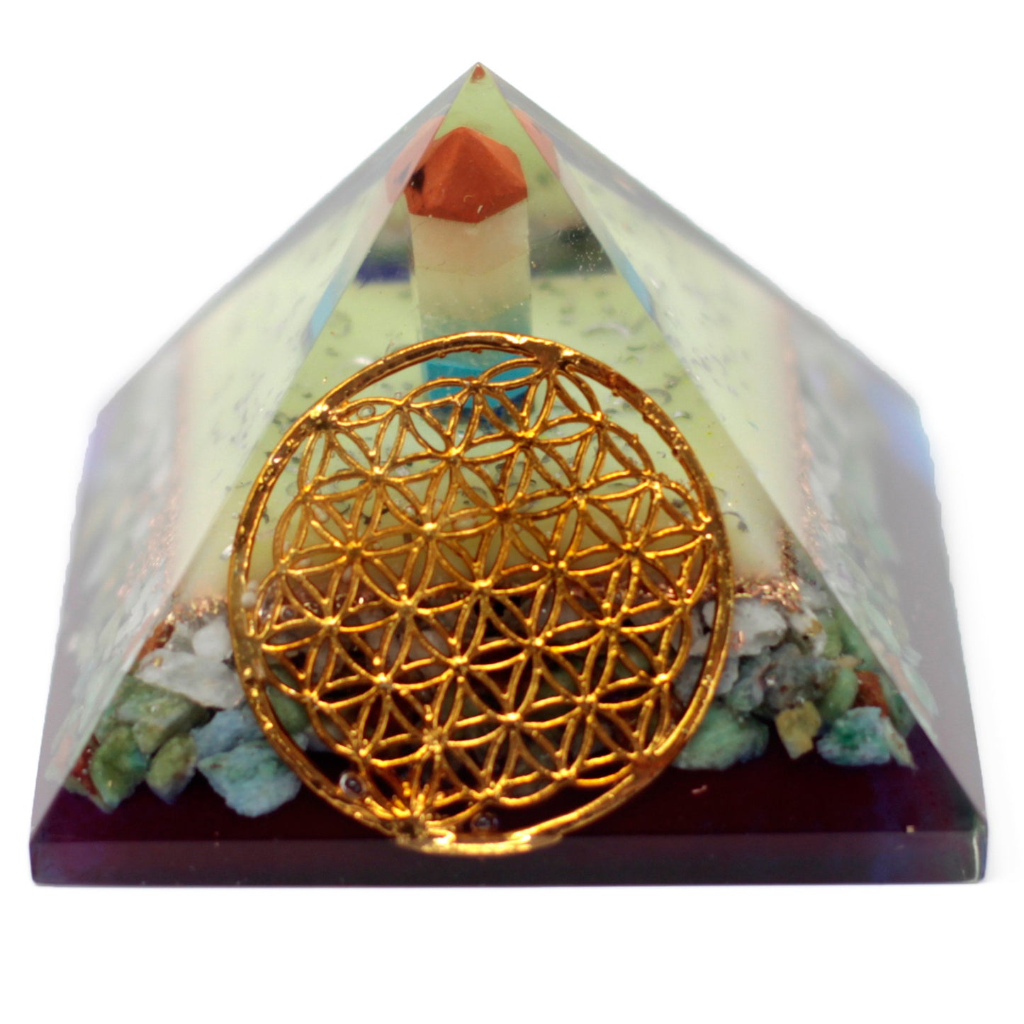 Grande pyramide d'organite 70 cm - Symbole Fleur de Vie