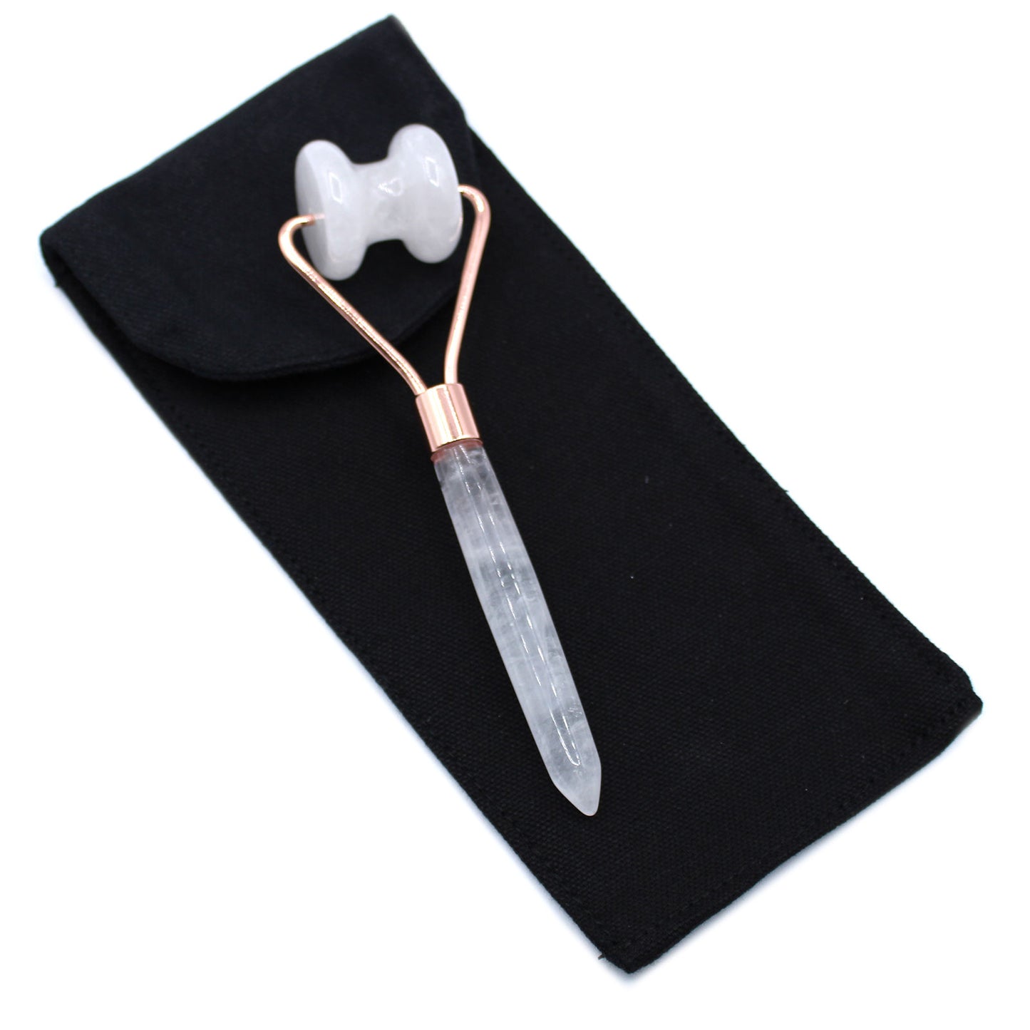Rouleau facial en pierres précieuses - Quartz rocheux