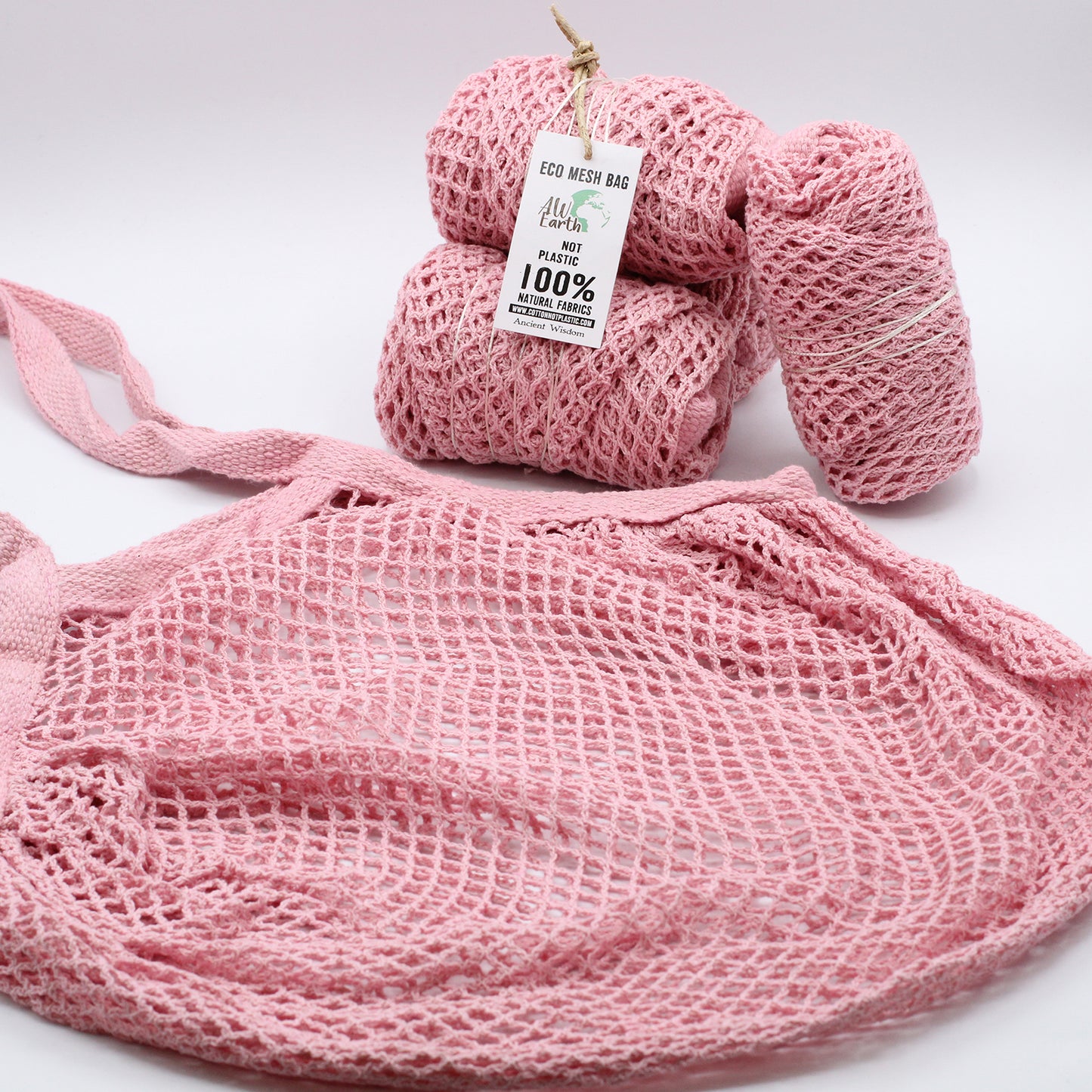 Sac en maille de coton pur - Rose