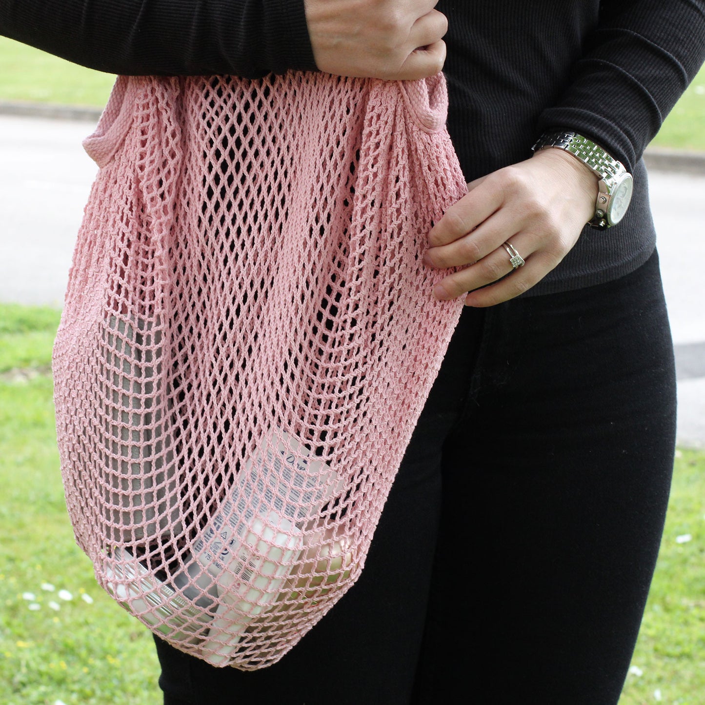 Sac en maille de coton pur - Rose