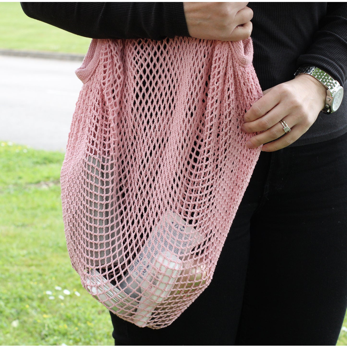 Sac en maille de coton pur - Rose