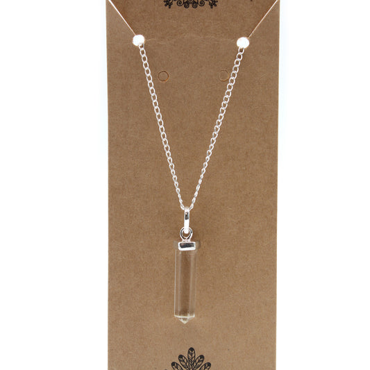 Pendentif classique en pierre précieuse - Quartz de roche