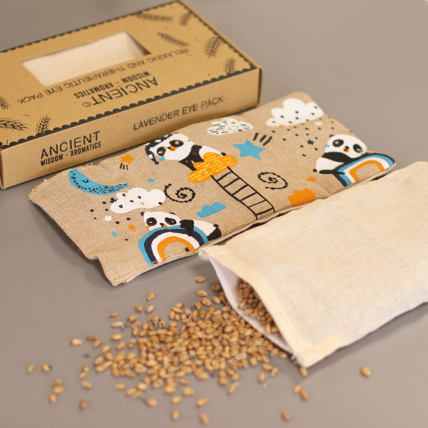 Coussin pour les yeux en coton naturel, lavande et jujube, coffret cadeau - Sleepy Panda