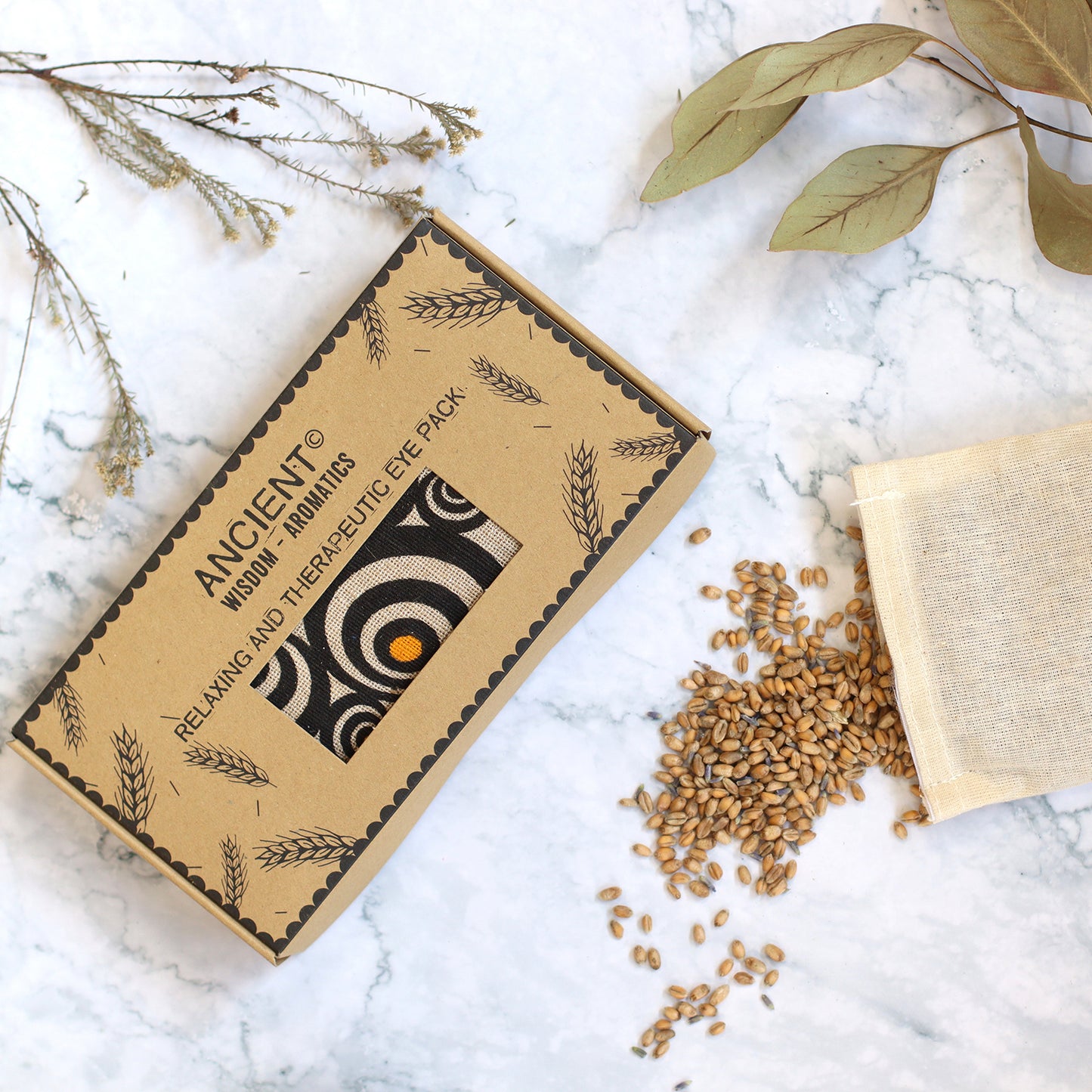 Coussin pour les yeux en coton naturel avec lavande et jujube dans un coffret cadeau - Illusion