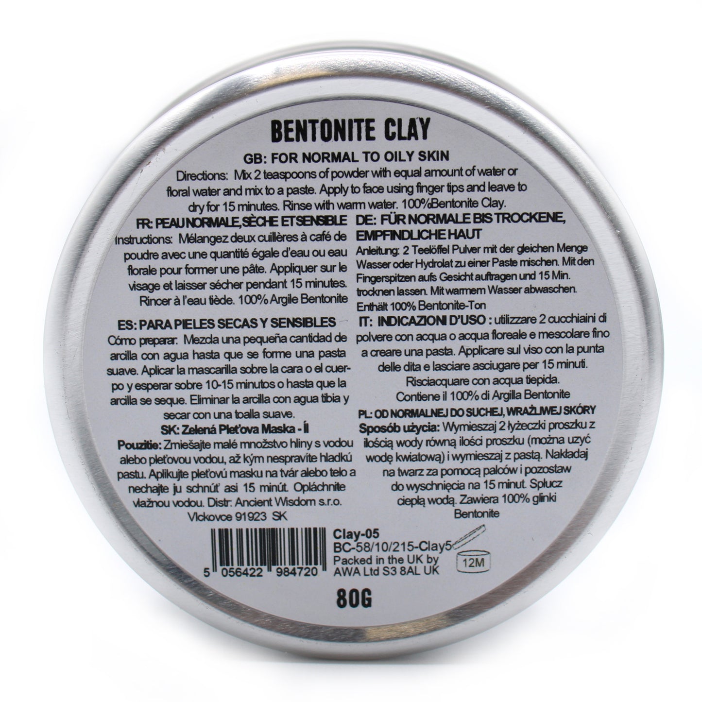 Argile bentonite 80 g