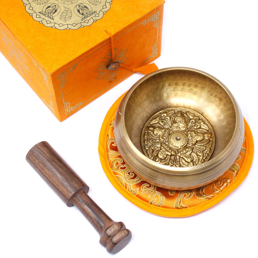 Ensemble de bols chantants tibétains - Cinq Bouddhas 10 cm (min 400 g)
