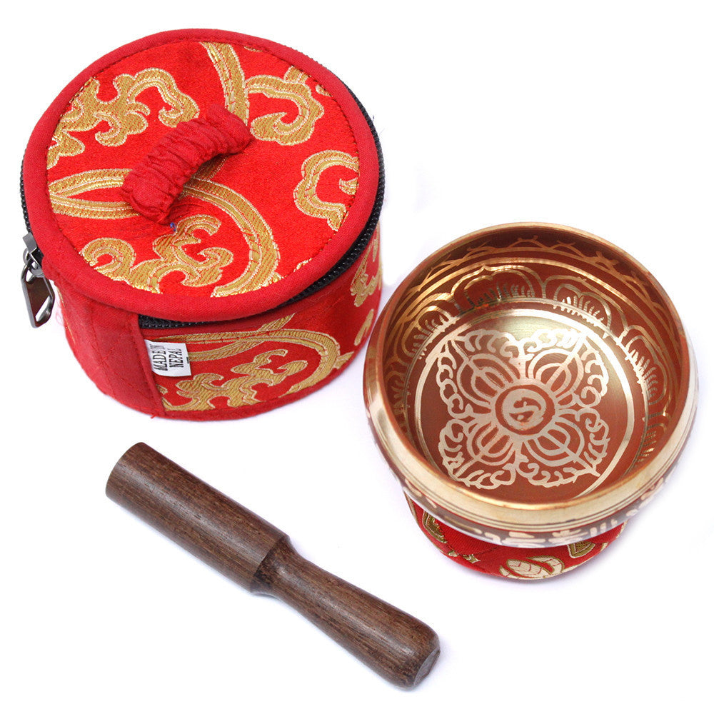 Coffret cadeau mini bol chantant tibétain - Rouge