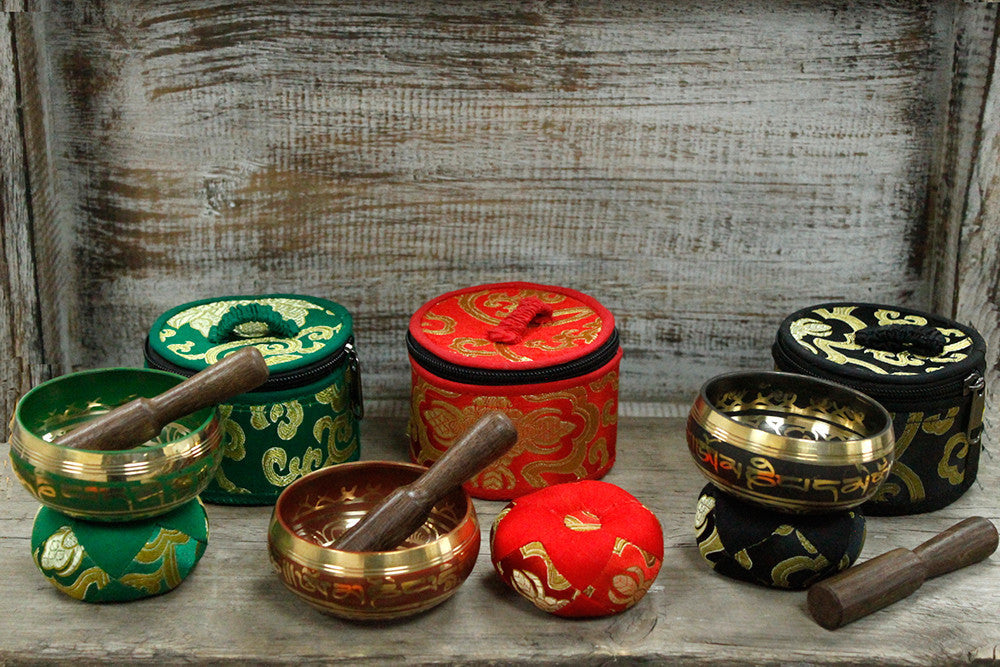 Coffret cadeau mini bol chantant tibétain - Rouge
