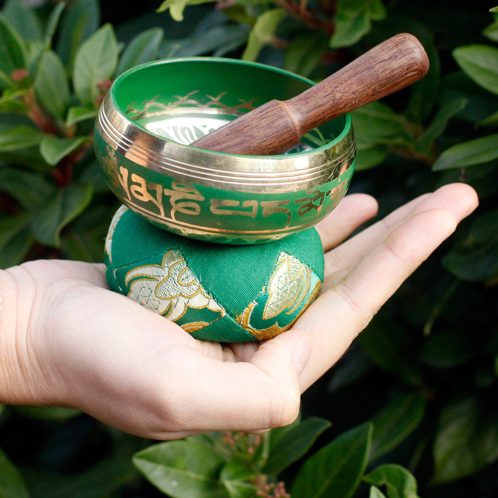 Coffret cadeau mini bol chantant tibétain - Vert