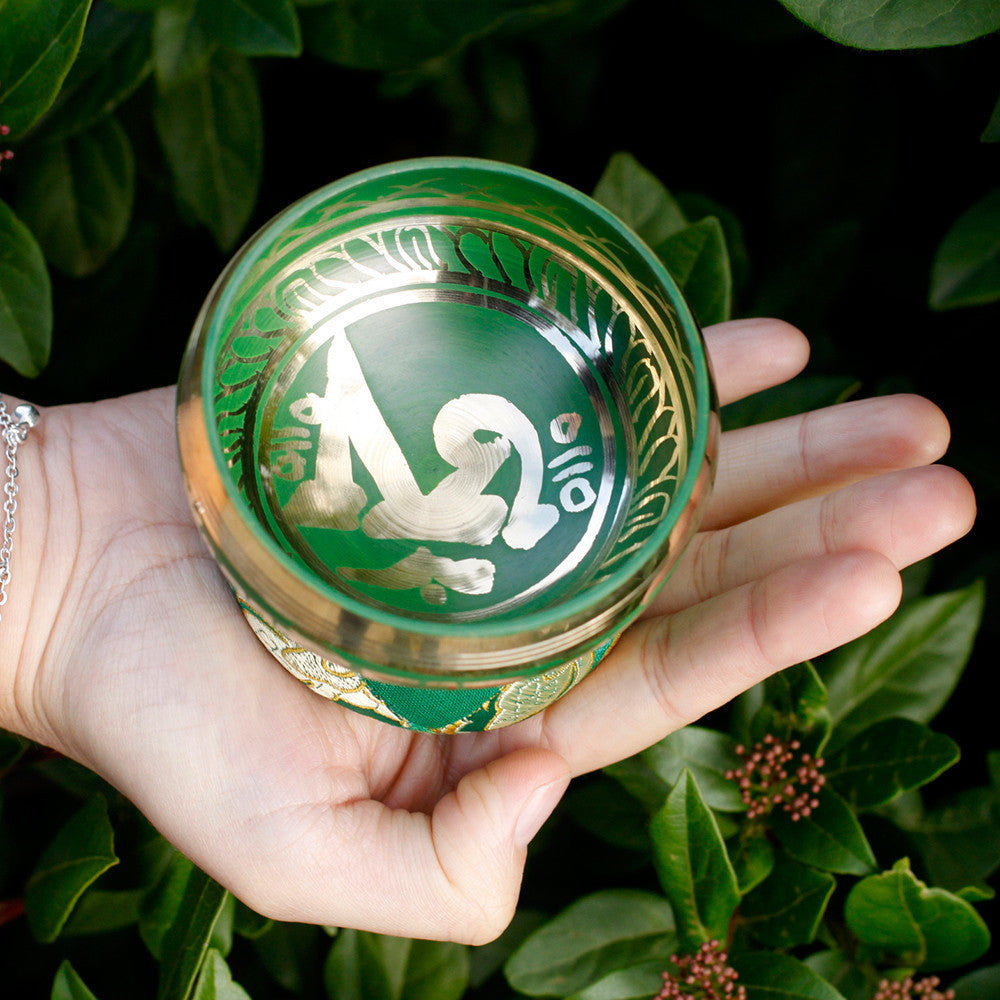 Coffret cadeau mini bol chantant tibétain - Vert