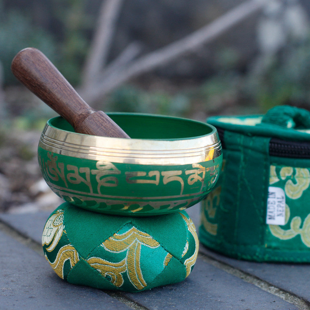 Coffret cadeau mini bol chantant tibétain - Vert